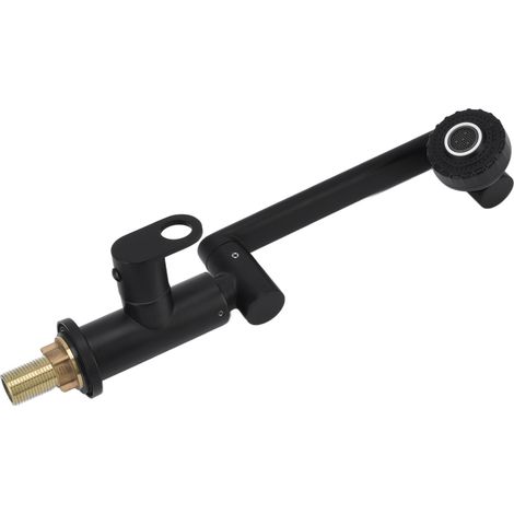 Robinet de salle de bain pivotant à grand angle, en acier inoxydable noir cuit, robinet d'eau froide simple avec G1/2