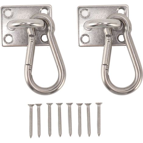 Kit de fixation pour balançoire / hamac / yoga aérien – M8 – Crochet plafond, platine carrée, ressort et mousquetons