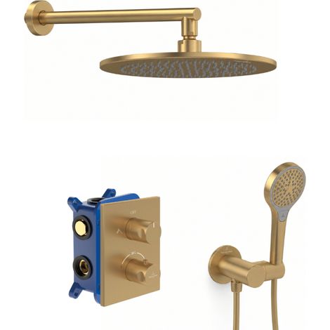 Columna de ducha empotrada VILLEROY & BOCH Universal Shower con ducha de mano de 3 chorros, oro cepillado. (1/4)