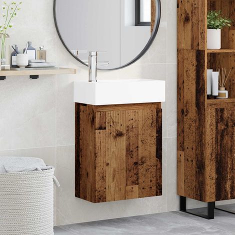 Módulo de baño con grifería Madera envejecida