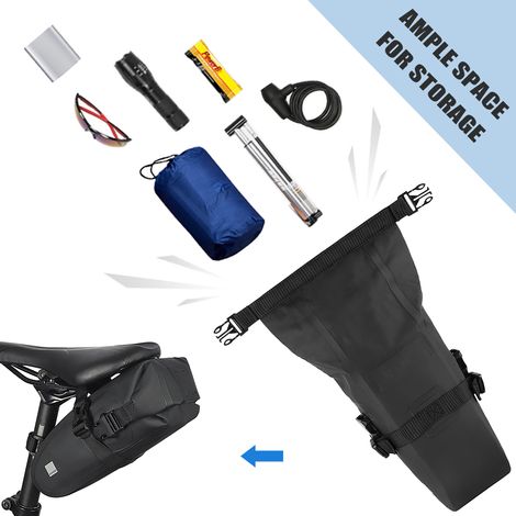 Sac de selle de vélo étanche, rangement réfléchissant, tige de selle arrière de grande capacité, accessoires de vélo de route et vtt (1/5)