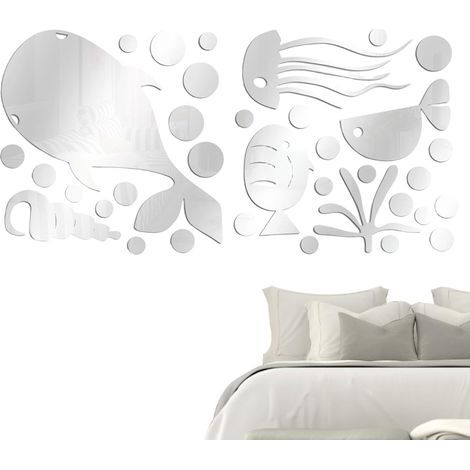 Adesivi murali a specchio, decorazioni murali in acrilico a tema marino. Adesivi decorativi per la casa, la camera dei genitori, la camera da letto, il soggiorno, il bagno, la cameretta dei bambini o  (1/5)
