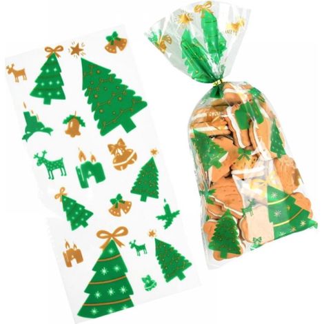 Sac Cellophane - Sachet Cadeau Noël - Transparent - 27 x 13 cm - 50 Pièces (1/5)