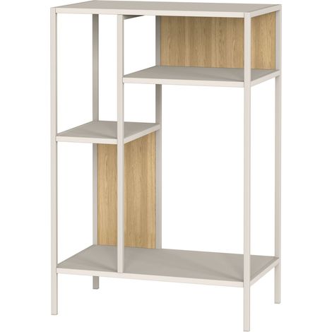 Etagère meuble de rangement de 4 niveaux coloris cachemire et chêne naturel - Longueur 50 x Hauteur	75 x Profondeur	 30 cm (1/3)