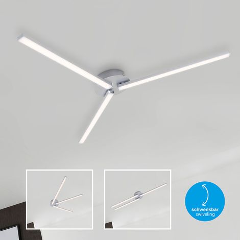 Plafonnier LED lampe design lampe de salon plafonnier lampe de chambre, métal aluminium plastique blanc, 15W 1500lm blanc chaud, LxH 68,5x4,6 cm, Briloner 3181-039 (1/5)