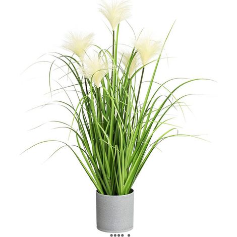 Herbe artificielle touffe en pot avec ses chatons H 66 cm (1/3)