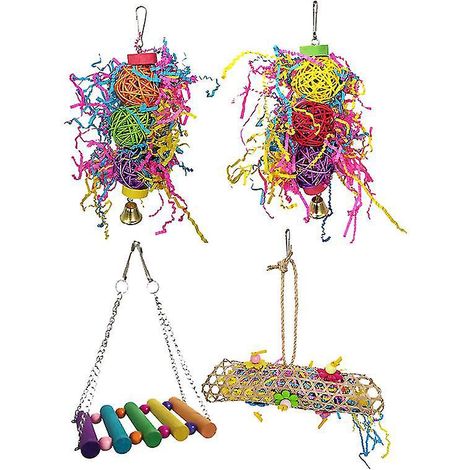 Lot de 4 jouets pour perroquet