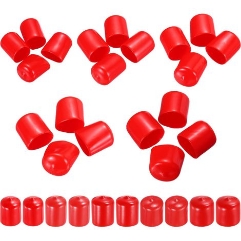 50Pcs Embout Caoutchouc 19mm 20mm 22mm 23mm 25mm Cache Vis Rouge Protection Rond pour Boulon, Tuyau de Plomberie (1/5)