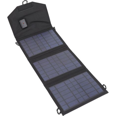 Chargeur solaire portable et pliable en polysilicium avec crochets pour le camping, 10,5 W, 5 V (1/5)