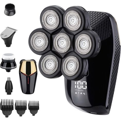 Rasoir électrique 5-en-1 – Sans fil – Étanche – Tondeuse barbe, nez, tête – Précision (1/5)