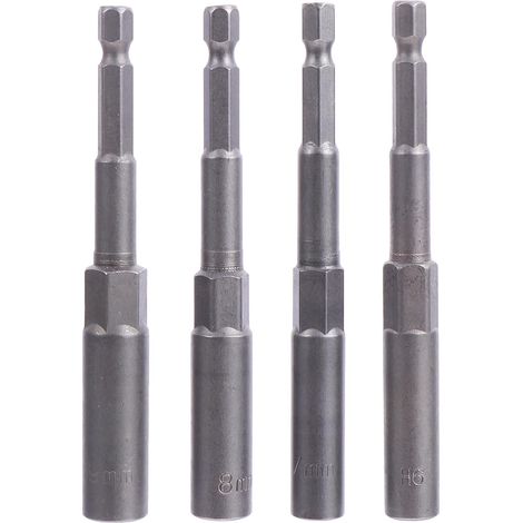 Adaptateur de Douille Magnétique pour Tournevis Électrique 4 Pièces Argenté  Acier Allié au Chrome Vanadium, Portable, Compatible Embout et Douille Hexagonale