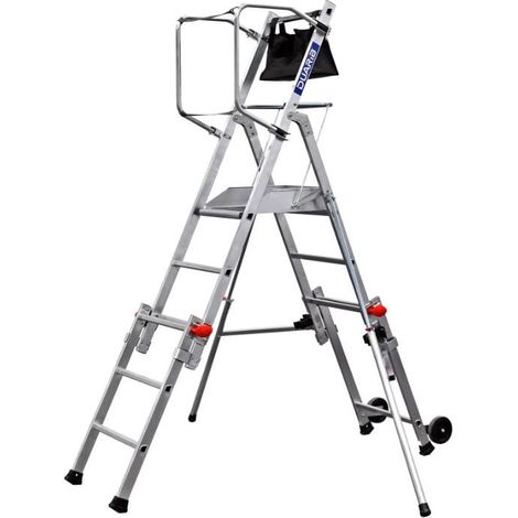 DUARIB - Plate-forme télescopique T-REX SCOP avec garde-corps sangles - Hauteur 0,80m à 2,25m - Hauteur de plancher 0,80 - 1.30m