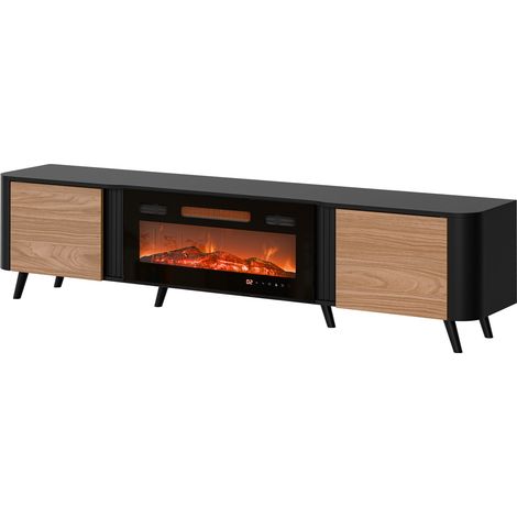 Mueble TV Modus, Negro + Nogal, Número de puertas: 2, Número de cajones: 0, 200x49x39cm (1/5)