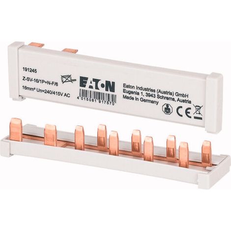 BARRETTE DE PONTAGE HORIZONTALE, 1P+N, 6 MODULES, 16A (Z-SV-16/1P+N-F/6) EATON MUS000191245 (1/2)