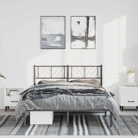 Cadre de lit,Structure de lit,Lit Adulte métal sans matelas avec tête de lit noir 150x200cm (1/5)
