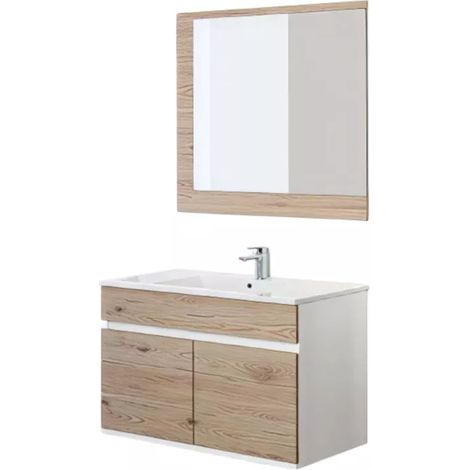 Mobile da bagno sospeso 90cm rovere con 2 ante Fabula Feridras (1/4)