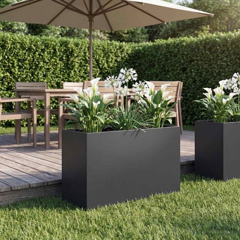 vidaXL Macetero de Jardín Negro 80 x 30 x 40 cm Acero laminado en frío (1/5)
