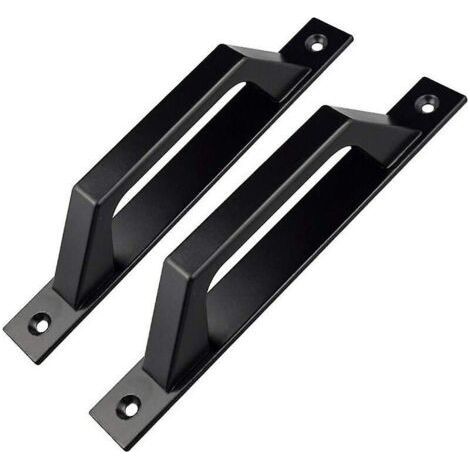Black Garden Gate D Shaped Door Handle 200mm 2pcs (1/2)
