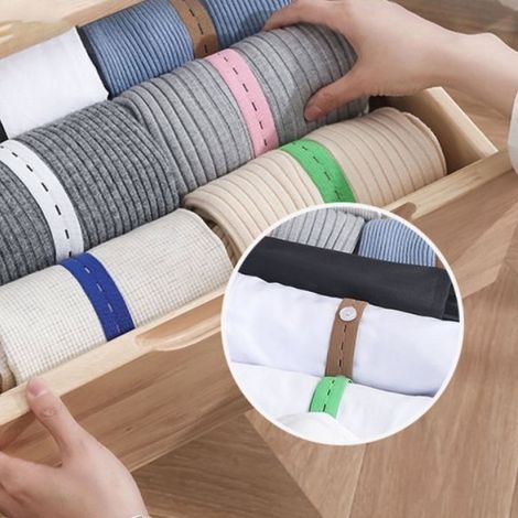 Lot de 100 élastiques avec boutonnières, extensibles et réutilisables, pour ranger vos vêtements dans un tiroir. (1/5)