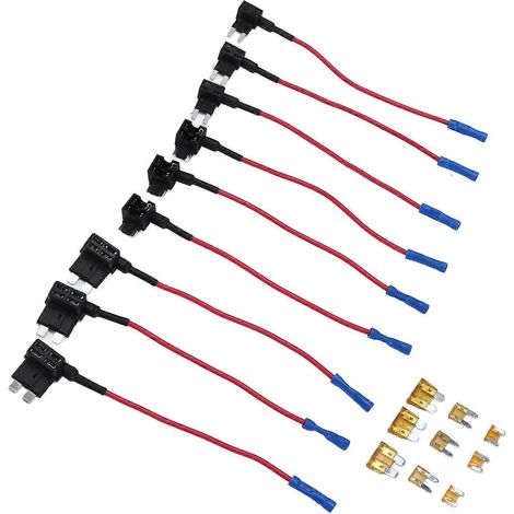 Lot de 9 adaptateurs de fusible 12 V avec prise fusible, 3 types : standard, mini, profil plat, avec fusibles à lames de 5 A