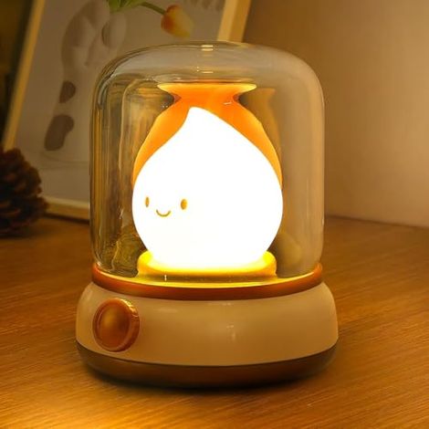 Lampe de Chevet, Veilleuse Enfant Pour Chambre Salon, LED Lampe de Chevet Dimmable avec Mode Chaud et Mode Bougie (scintillement), USB Rechargeable Lampes Veilleuse Adulte avec Minuteur (1/5)