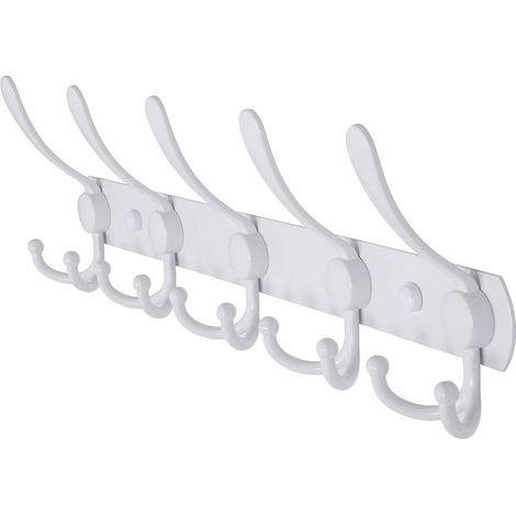 Porte-Manteau Mural - 5 Crochets Tri, Robuste, Acier Inoxydable, Porte-Manteau Métallique Pour Porte-Manteau Chapeau Serviette Sac À Main Robesentrée De Salle De Bain, Blanc (1/5)