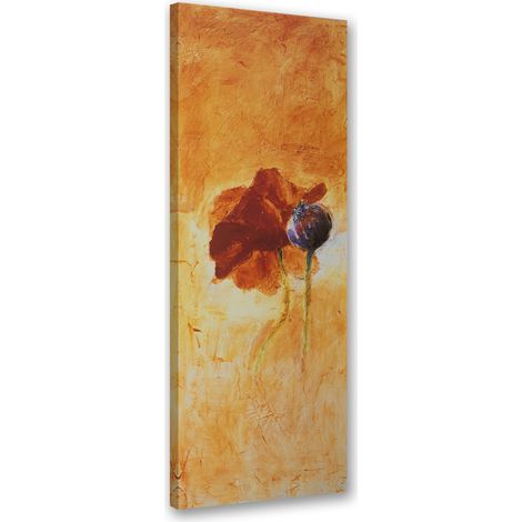 Tableau sur toile Fleur de coquelicot peinte 30x90 (1/5)