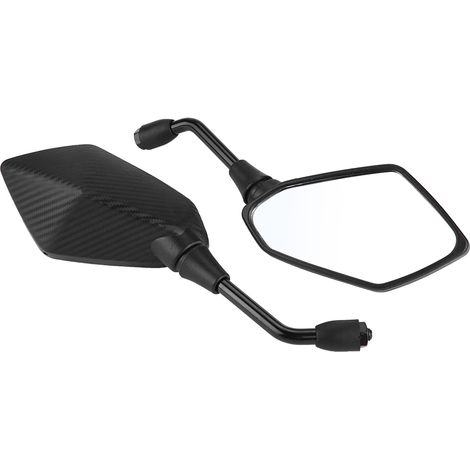 Lot de 2 rétroviseurs moto adaptables 10 mm gauche et droite noirs en plastique et verre pour scooter cyclomoteur vélo électrique (1/5)