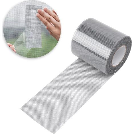 Rouleau de ruban adhésif auto-adhésif pour moustiquaire de fenêtre, pour tente de Camping, porte de maison, réparation de filet de lit, gris (1/5)