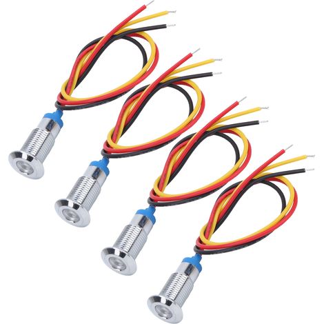 4er-Set LED-Anzeigeleuchte, Signal, gemeinsame Anode, wasserdicht, Metall, 2 Farben, 8 mm, 1224 V (Rot, Gelb) (1/5)
