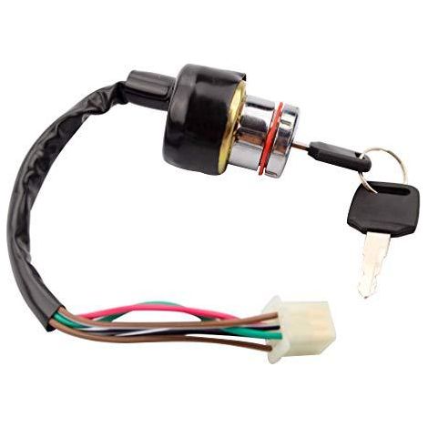 [Robust Ignition Switch Head] 9-Hole Ignition Switch with 6-Wire Connector for Motorcycles  2-Position Ignition Lock, Compatible with Minibikes, Dirt Bikes, and ATVs  Includes Key and Waterproof