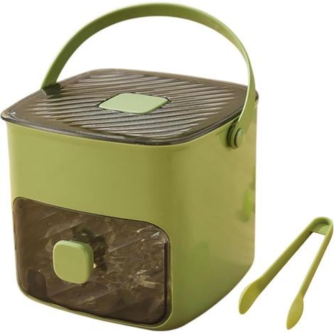 Appuyez sur Type Ice Cube Maker, Box Ice Avec Plateau et Bac de Rangement, 48 Grille Réutilisable Ice en Réseau de Glace pour les Cocktails,vert (1/5)