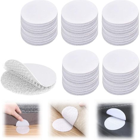 Sollbry 50 pegatinas autoadhesivas redondas para arañazos, de doble cara, para coche, casa, paredes y suelo. Extra resistentes, no requieren taladro, color blanco. (1/3)