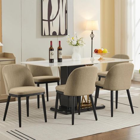 Lot de 6 Chaises de Salle à Manger Design Moderne - Assise Rembourrée et Pieds en Bois - Style Scandinave (1/5)