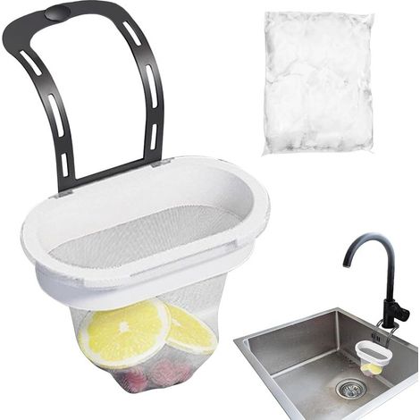 Attrape Nourriture pour Évier Filet Piège À Déchets Alimentaires D'évier,Évite Les Bouchons Filtre à Résidus avec 50 Sacs Maille pour Maison Restaurant Appartement Location Boulangerie (1/5)