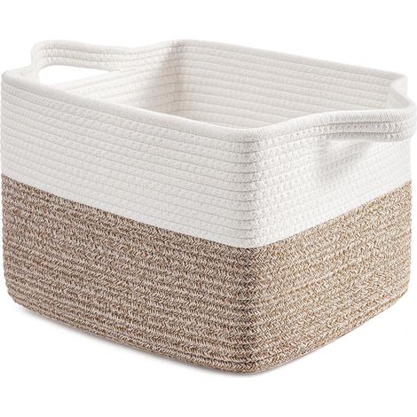 Geflochtener Aufbewahrungskorb mit Henkel, Wäschekorb klein, 33x25x23 cm, Braun (1/5)