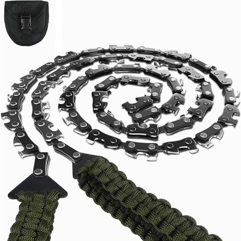 Portatif Tronçonneuse Scie à Main avec Poignées de Corde, 60cm Câble Scie pour la Survie Gear, la Camping, la Chasse (1/5)