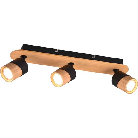 Barra 3 luci, legno, naturale e nero, L48 cm, Aruni (1/5)