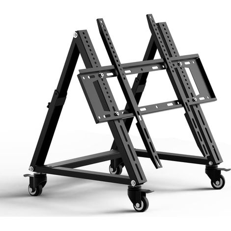Support TV mobile à faible hauteur, support TV roulant avec roulette pour TV 26-65 pouces, hauteur réglable, angle de vision réglable de 36° à 68°, max 50KG, Vesa 600×500