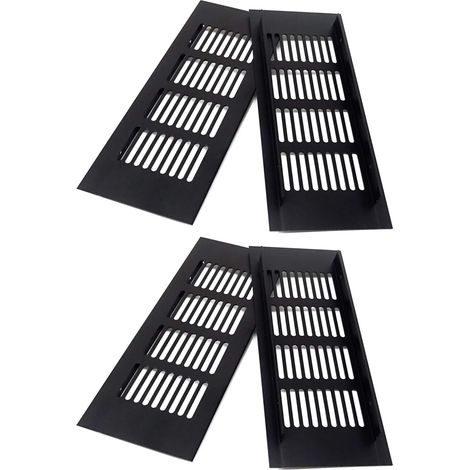 4 pezzi di copertura per prese d'aria rettangolari in lega di alluminio nero per armadio, scarpiera e credenza