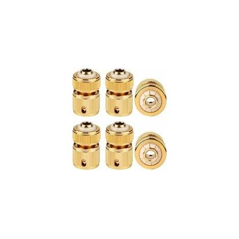 Brass Garden Hose Fitting Quick Connect 1/2" Water Hose Connector Water Passage Device (6 Pieces) (1/5)