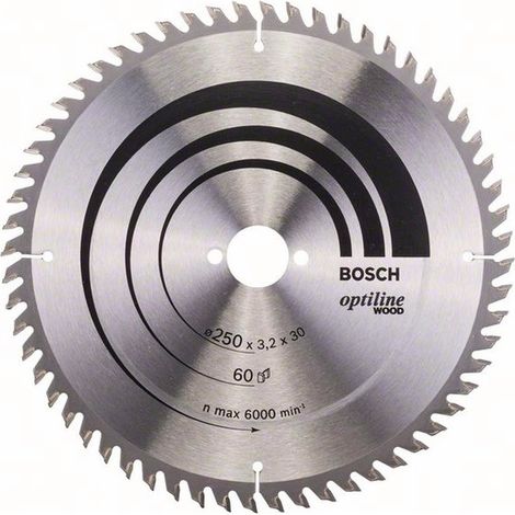 Hoja de sierra circular Optiline Wood AD 250mm Z.60 WZ ancho de corte 3,2mm BOSCH