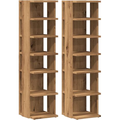 Zapateros zapateros muebles para recibidor pasillo salón juego de 2 hechos a mano madera de ingeniería marrón 020022127 (1/5)