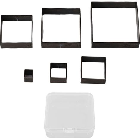 Ensemble de 6 emporte-pièces carrés pour cuir, longueurs de côté : 5 mm, 10 mm, 15 mm, 20 mm, 25 mm et 30 mm, en acier allié.