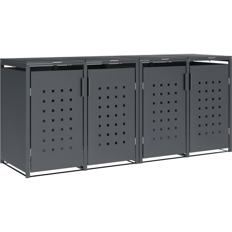 TRIER: Mülltonnenbox 264x80x116cm, für 4x Tonnen 120 und 240 Liter, Stahl anthrazit. Tür und Deckel klappbar