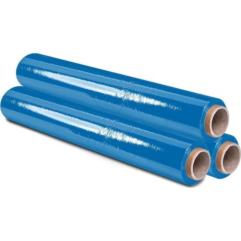 OFITURIA Pellicola per imballaggio 50 cm di larghezza e stirabile fino a 300 metri di lunghezza – Rotolo di pellicola elastica manuale per imballaggio industriale (Blu, 3) (1/4)