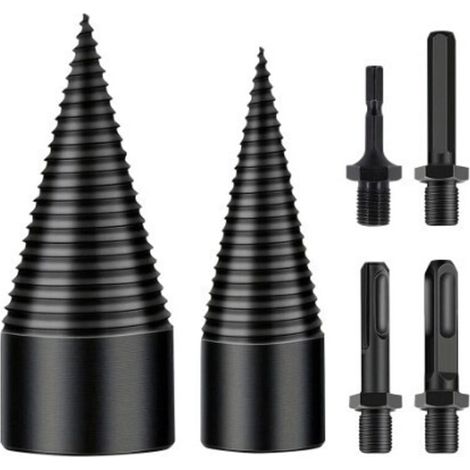 Punta per spaccare il legno, spaccalegna da 32 mm + 42 mm, punta conica con 4 manici, punta per spaccare il legno, spaccalegna conico, punta per spaccare il legno per trapano elettrico (1/4)