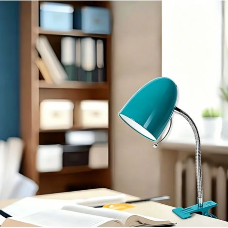 Lampe de table à pince douille E27, éclairage ajustable polyvalent pour bureau et chevet lit