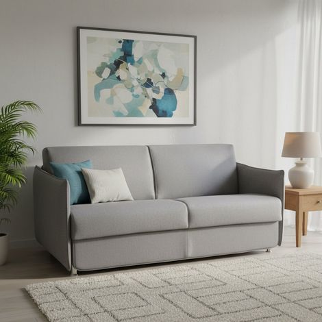 Sofá Cama 3 Plazas Cecina, Desenfundable, Con Almacenaje, Hecho en Italia, Lavable, 200x95 cm Gris (1/5)