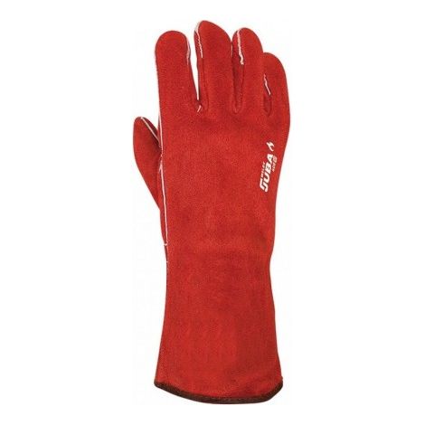 408/8 GUANTE PIEL SERRAJE CALIDAD EXTRA FORRO INTERIOR ALGODON COSIDO HILO KEVLAR ROJO-JUBA
